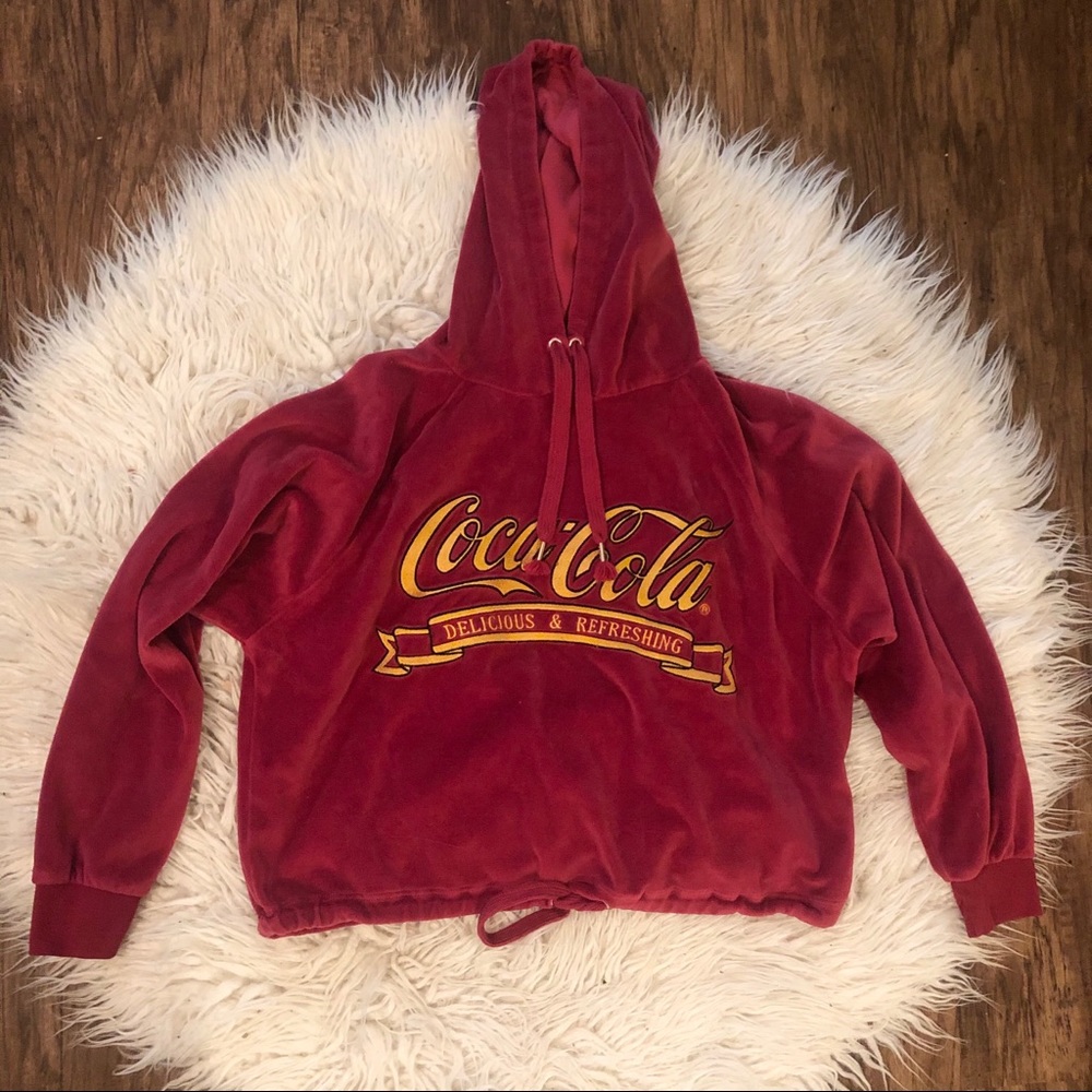 Coca-Cola Velour Hoodie Juniors Size XL